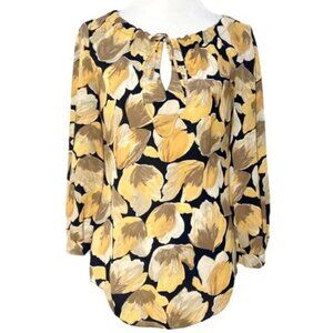 Anthropologie Meadow Rue Floral Women's Top Sz 10 Watercolor Muted Business Boho